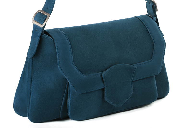 Dress handbag in peacock blue leather - Front view